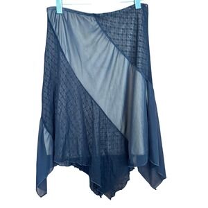 VTG A. Byer Mesh Lace Handkerchief Hem Skirt M 90s Whimsigoth Fairy Asymmetrical